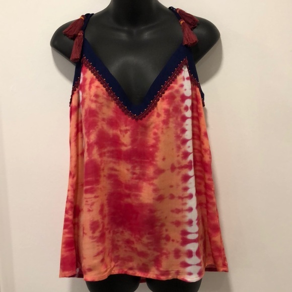 Onda de Mar Tie Dye Top with Tassels Size M - Picture 1 of 11